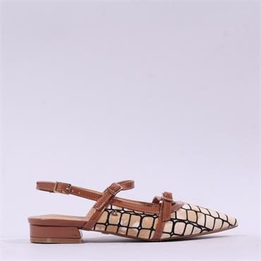 Una Healy Watermelon Pointed Mary Jane - Tan Combi